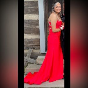 bright red prom dress